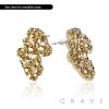 PAIR OF 18K GOLD PLATED INGOT CENTERED NUGGET EARRINGS